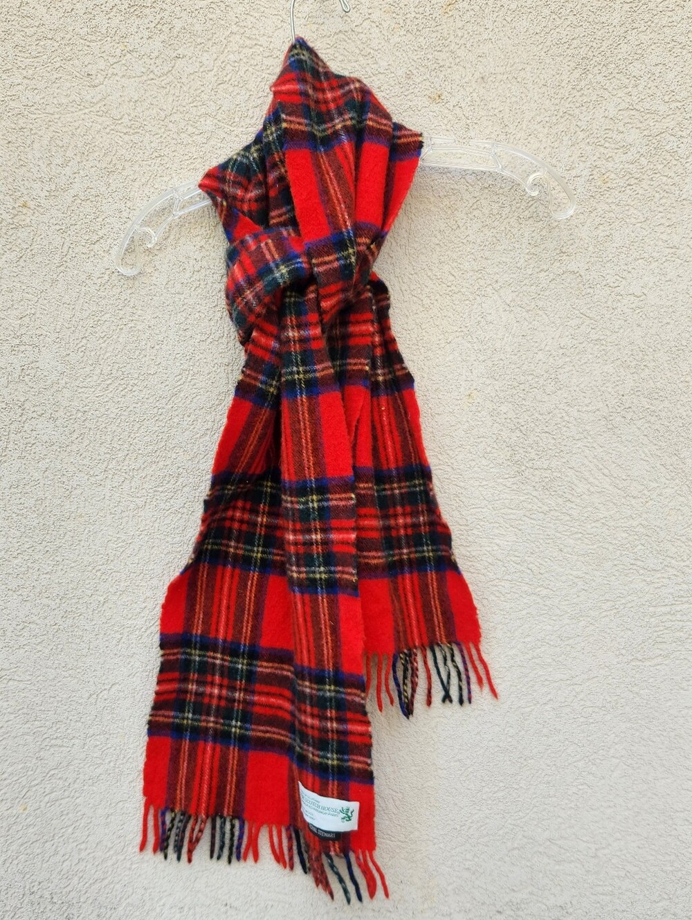 THE SCOTCH HOUSE Scarf Red Royal Stewart Plaid 100% Wool Tartan Made In Scotland